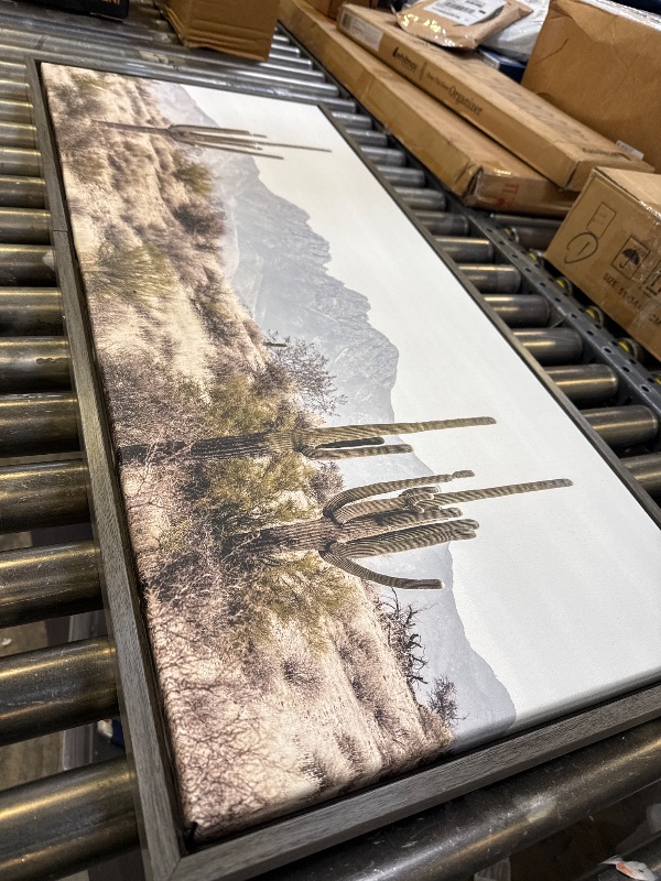 Photo 1 of Kate and Laurel - Sylvie Tall Saguaro Cacti Desert Mountain Framed Canvas by The Creative Bunch Studio
