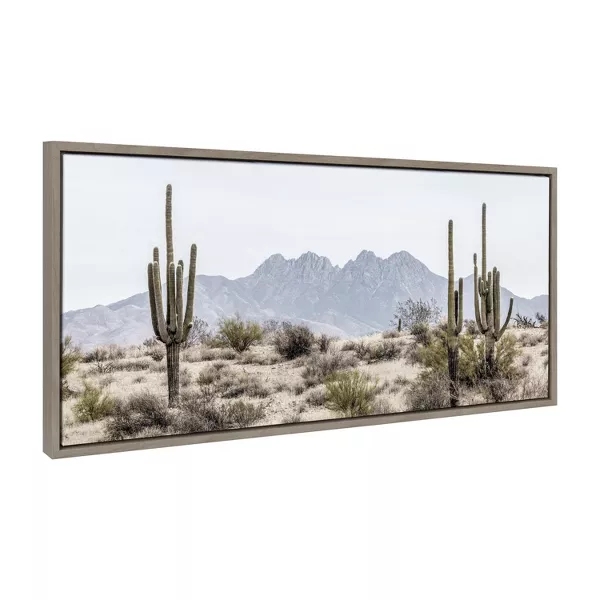 Photo 1 of Kate and Laurel - Sylvie Tall Saguaro Cacti Desert Mountain Framed Canvas by The Creative Bunch Studio

