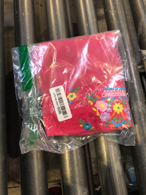Photo 1 of 12 Month Infant Baby Girl Embroidery Mexican Dress Ethnic Wear Ruffle Sleeve Sundress Cinco De Mayo Fiesta Outfits 12-18 Months Rose Red