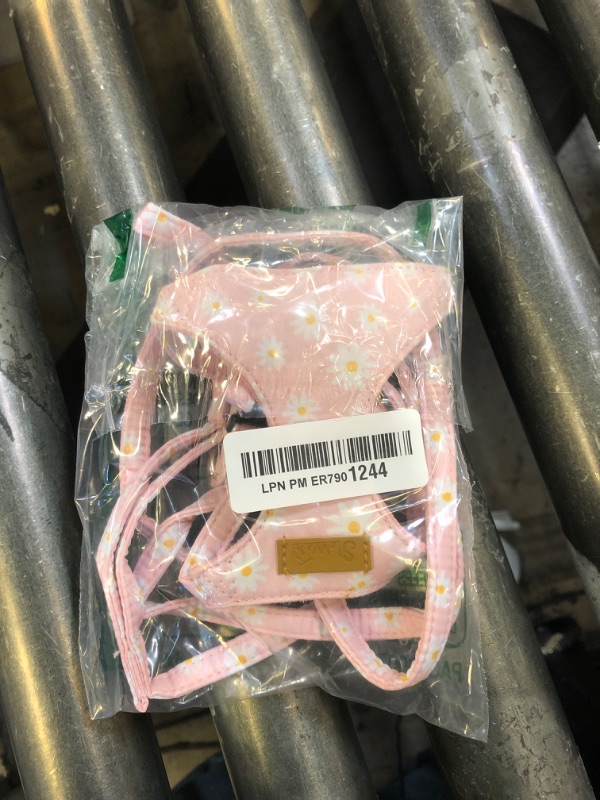 Photo 1 of SlowTon No Pull Dog Harness with Leash - Soft Lightweight Floral Pattern Puppy Harness, Adjustable Pet Harnesses for Small Medium Dogs (Pink Daisy XS)