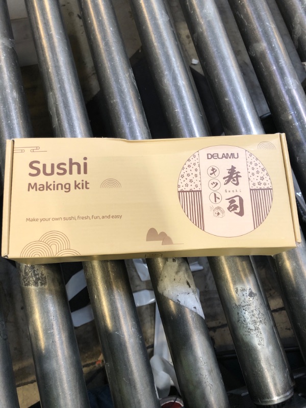 Photo 1 of Delamu Sushi Making Kit, [Easy] Sushi Kit for Beginners/Pros Sushi Makers, Practical Bamboo Sushi Mats, Sushi Bazooka, Chopsticks, Guide & More, 11.22*4.65*2.76 inch, burlywood, DLM-SushiMaking-005