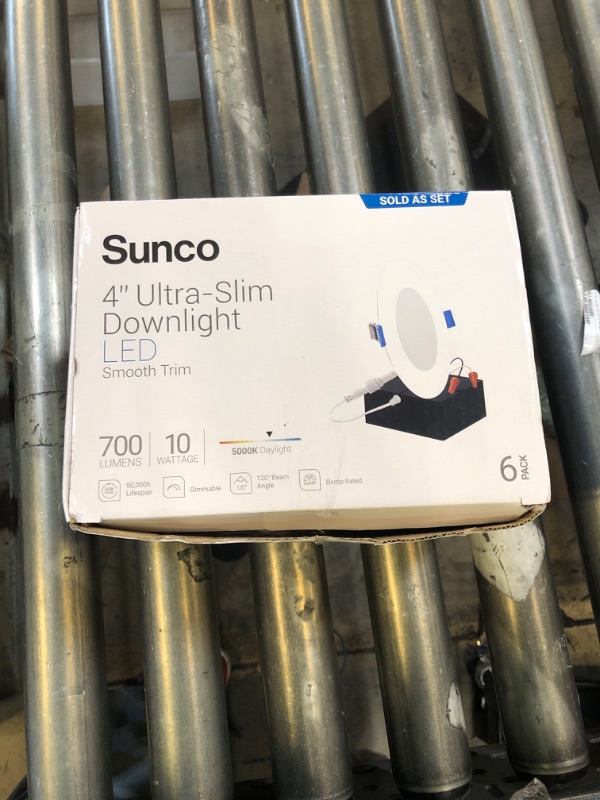 Photo 1 of Sunco 6 Pack 4 Inch LED Recessed Lights, Slim Canless Ceiling Lighting, 650 LM, 10W (60W Equivalent), 2700K Soft White, Dimmable, Wafer Thin, Ultra Thin with Junction Box ETL