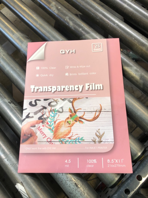 Photo 1 of QYH Transparency Film Paper Clear for Overhead Projector Transparencies and Inkjet Screen Prints 8.5 x 11,25sheets