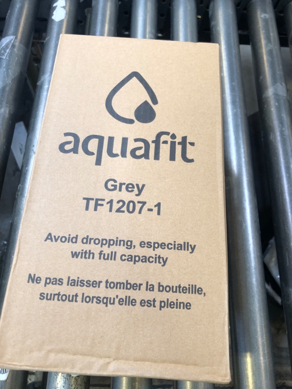 Photo 1 of AQUAFIT 1 Gallon Water Bottle with Time Marker - Straw & Chug Lid - BPA Free Gym Water Bottle with Straw - Big Gallon Jug (Gray, 128 oz - 2 Lids)