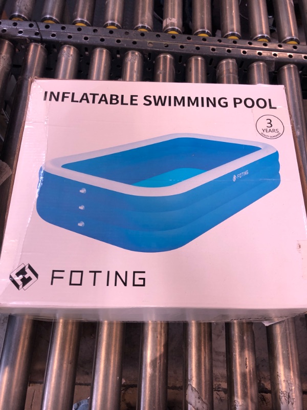 Photo 1 of FOTING Inflatable Pool for Adults and Kids 120" X 72" X 22" with Electric Pump & Carrying Bag, Full-Sized Blow Up Pool Oversized Thickened Family Large Swimming Pool for Backyard Garden Outdoor Summer