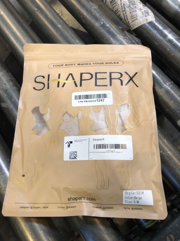 Photo 1 of SHAPERX Shapewear for Women Tummy Control Bodysuit Mid Thigh Butt Lifter Body Shaper Shorts?SZ5218-2-Beige-S/M