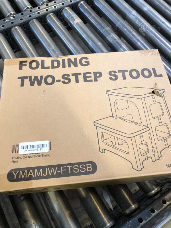 Photo 1 of AMOISE Amoise Folding 2-Step Stool, Non-Slip Portable Footstool 8'' & 17'' Dual Heights, Holds 300 lbs, Portable Footstool for Kitchen Home Toilet Bedroom Office Bathroom RV(Black)