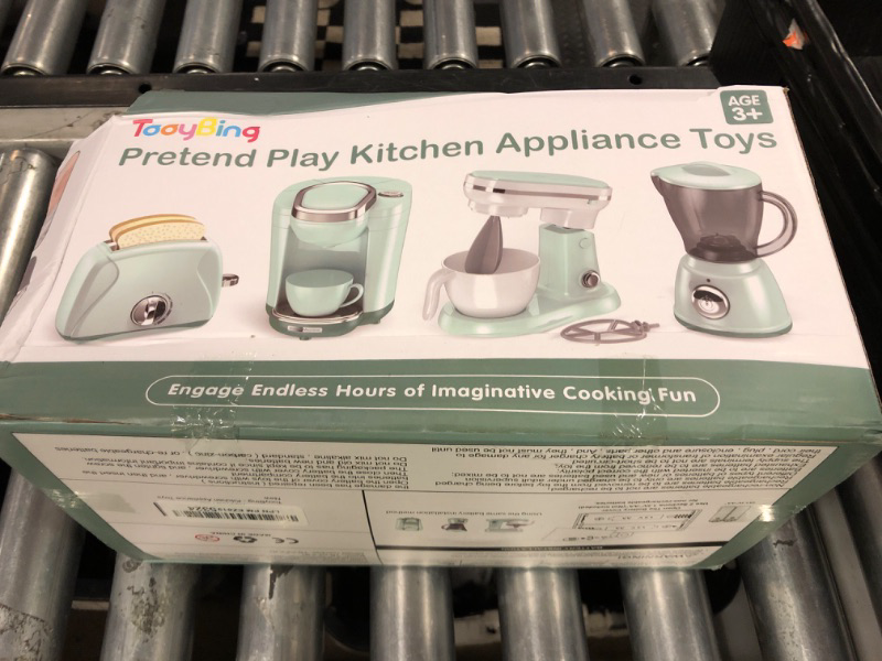 Photo 1 of Play Kitchen Appliances Toy Set with Coffee Maker Machine, Mixer, Toaster, Blender, Kids Kitchen Playset, Play Kitchen Accessories with Sound & Light, Birthday Gifts for Kid Girls Ages 3-5 4-8