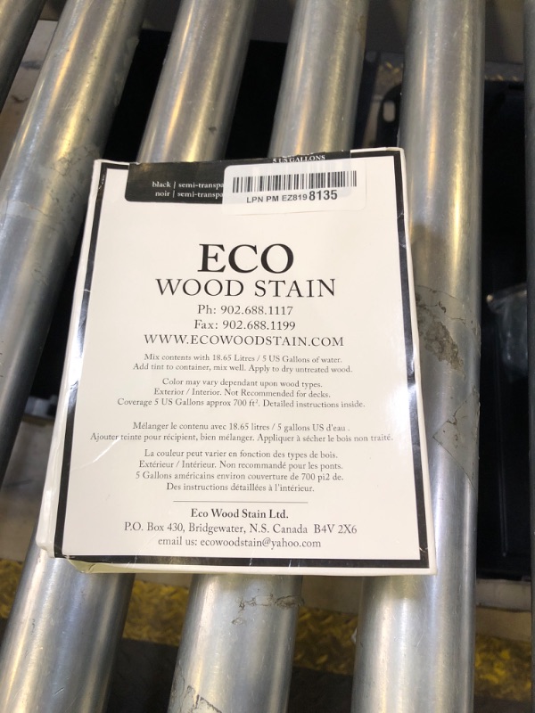 Photo 1 of ECO Wood Stain 5 Gallon Black Covers 700 SQ FT