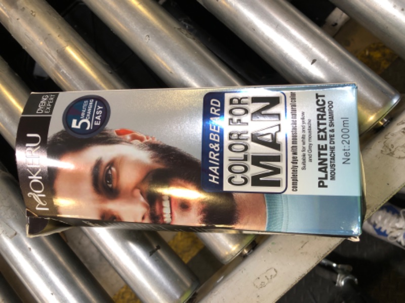 Photo 1 of Men's Mustache & Beard Dye for Gray Hair Coverage - Natural Black Color in 5 Minutes, Easy Application Shampoo for Facial Hair 200ml