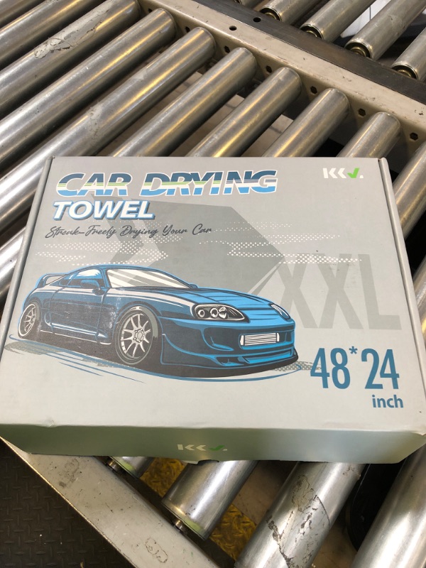 Photo 1 of KKV Full-Sized SUV Drying Towel, 48”x24” Dual Sided Microfiber Car Cleaning Towel with Twisting Yarn Technique, 1400GSM Super Absorbent, Scratch-Free, Machine Washable (LightGrey-MarineBlue)