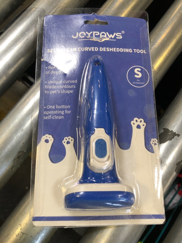 Photo 1 of JOYPAWS Upgraded Pet Self Cleaning Curved Deshedding Tool, Effectively Reduces Shedding by Up to 95%, Professional Grooming Brush for Small Dogs, Cats and Other Small Animals Blue S