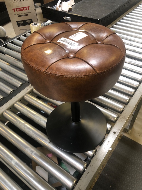 Photo 1 of LUE BONA Adjustable Vanity Stool, 360 Swivel Chair for Makeup Room, Brown Faux Leather Stool for Bathroom & Living Room