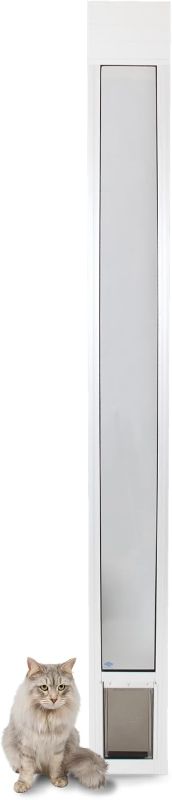 Photo 1 of PetSafe Doggy Door for Sliding Glass Doors, Adjustable Height 75 7/8" to 81", No-Cut DIY Install, Aluminum Panel, Ideal for Renters, for Cats and Small Dogs Up to 15 lb, (White, Small)