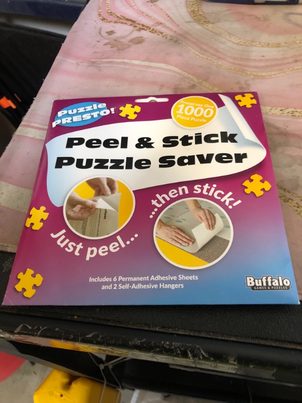 Photo 1 of Puzzle Presto Peel & Stick Saver: The Original and Still the Best Way to Preserve Your Finished Puzzle! - 6 Adhesive Sheets and 2 Adhesive Hangers