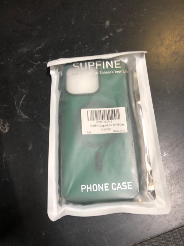 Photo 1 of SUPFINE Magnetic for iPhone 14 Pro Max Case(Compatible with MagSafe)(Military Grade Drop Protection) Slim Translucent Matte Shockproof with Anti-Fingerprint Phone Case,Forest Green