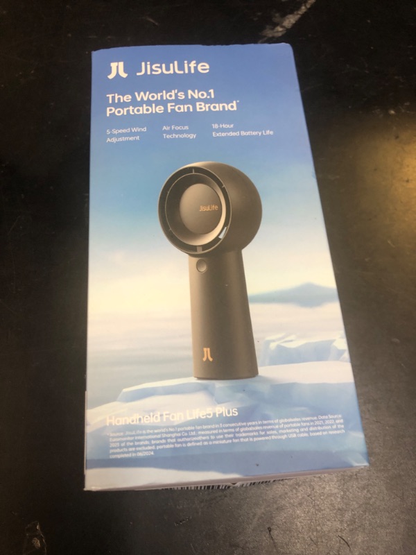 Photo 1 of JISULIFE Portable Handheld Turbo Fan [18H Max Cooling Time], 6000mAh USB Rechargeable Personal Battery Operated Lash Small Pocket Fan with 5 Speeds for Travel/Outdoor/Vacation/Concerts- Black