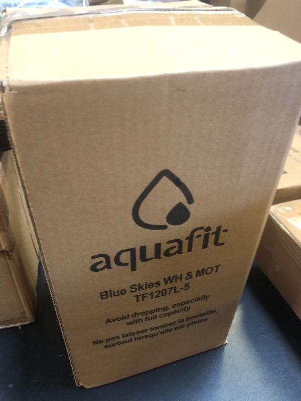 Photo 1 of AQUAFIT 128 oz Water Bottle with Time Marker - Straw & Chug Lid - BPA Free 1 Gallon Gym Water Bottle with Handle - Big Gallon Jug (Blue Skies, 128 Ounces)