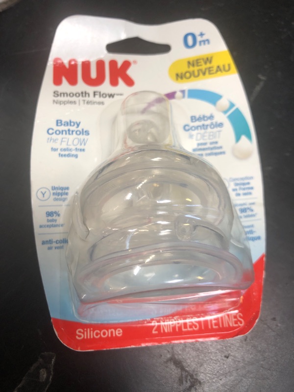 Photo 1 of NUK Smooth Flow Anti Colic Baby Bottle Nipples, Size 2 (6+ Months), Medium Flow, 2 Pack