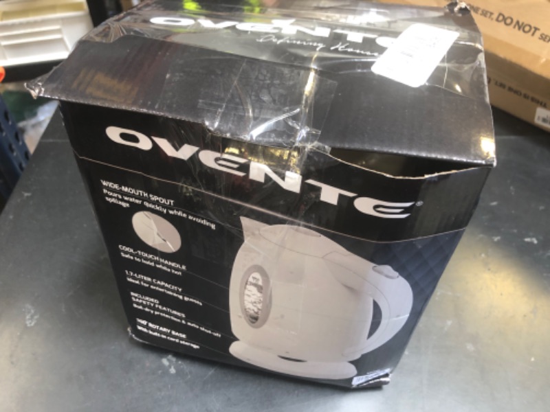 Photo 1 of OVENTE Electric Kettle, 1.7L Fast Boiling Water Heater for Coffee or Tea, BPA Free with Water Level Gauge, Auto Shut-Off, Boil-Dry Protection, Indicator Light and Removable Filter, White KP72W