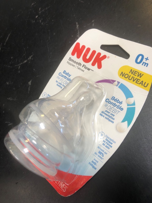 Photo 1 of NUK Smooth Flow Anti Colic Baby Bottle Nipples, Size 2 (6+ Months), Medium Flow, 2 Pack