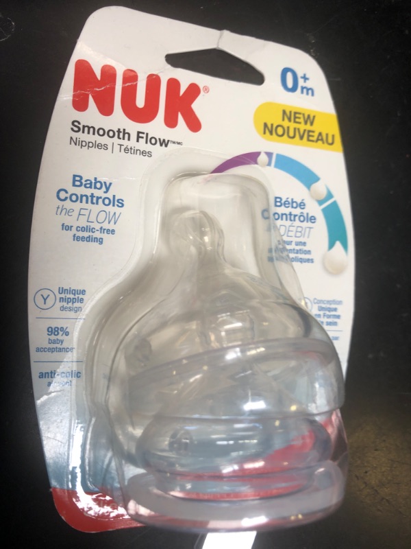 Photo 1 of NUK Smooth Flow Anti Colic Baby Bottle Nipples, Size 2 (6+ Months), Medium Flow, 2 Pack