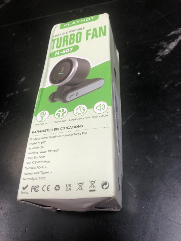 Photo 1 of PlayHot Portable Handheld Turbo Fan, 5 Gear Wind, Battery Operated, Up to 12 Working Hours, 3 IN 1 Hand Fan with Air Turbo Tech Cooling Fan for Outdoor Activities, Travel, Beach (Black)
