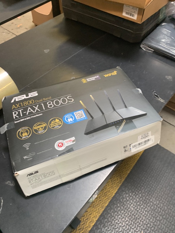 Photo 1 of ASUS RT-AX1800S Dual Band WiFi 6 Extendable Router, Subscription-Free Network Security, Parental Control, Built-in VPN, AiMesh Compatible, Gaming & Streaming, Smart Home