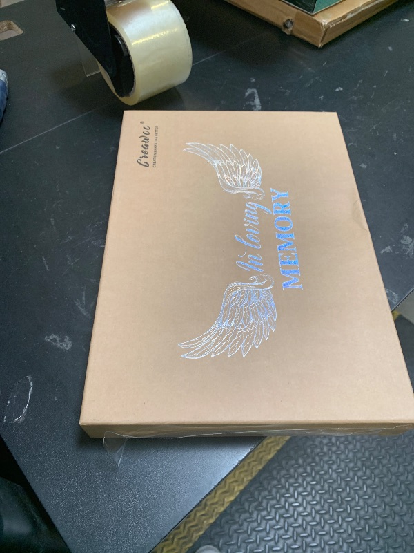 Photo 1 of Creawoo Wooden Funeral Guest Book for Memorial Service Celebration of Life Decorations, Hardcover In Loving Memory Guestbook Set with White Pages, Included Share a Memory Cards, Table Sign, Pen (8.5")