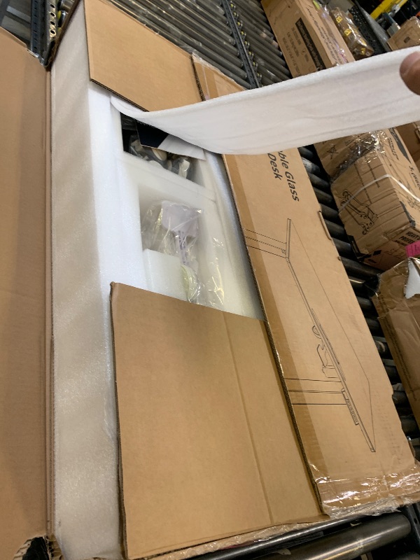 Photo 1 of Liftsync 35inch Glass Standing Desk?90° Tiltable Mobile Rising Desk Height Adjustable?Whole Piece Rolling Sit Stand Table with Wheels?Foldable Small Laptop Desk?White