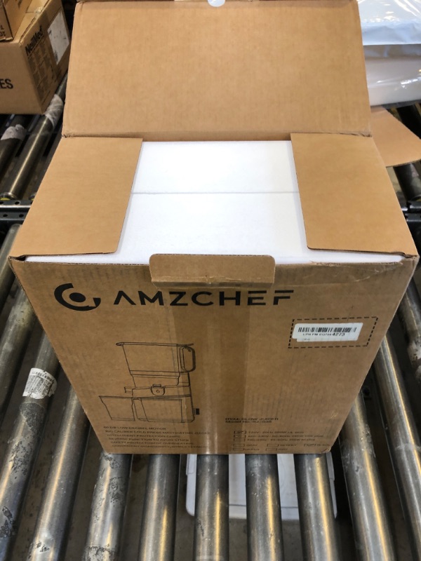 Photo 1 of AMZCHEF Juicer Machines, 5.8" Extra Self-Feeding Cold Press Juicer for Whole Vegetable & Fruit, Juice Extractor Machine with Large Auger & Triple Strainers, Easy to Clean, High Juice Yield, Black