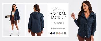 Photo 1 of Dokotoo Womens Black Hoodie Lightweight Jackets for Women 2023 Casual Windproof Zip-up Coat Drawstring Mid-Length Anorak Jacket Warm Outerwear Small
