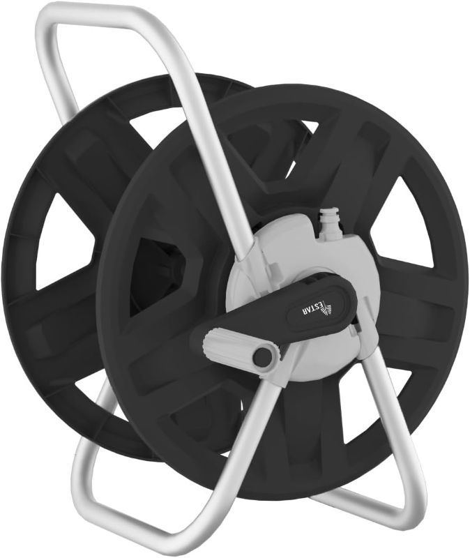 Photo 1 of Water Hose Reel Cart, Holds 65-100 Ft of 5/8 Inch Hose, Black Wall Mounted Garden Hose Cart, Portable Hose Reel for Convenient Storage and Watering

