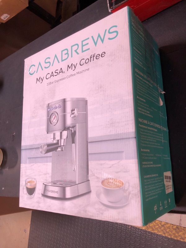 Photo 1 of CASABREWS CM5418 Espresso Machine 20 Bar, Compact Espresso Maker with Steam Milk Frother, Stainless Steel Coffee Machine with 34oz Removable Water Tank for Cappuccino, Latte, Silver