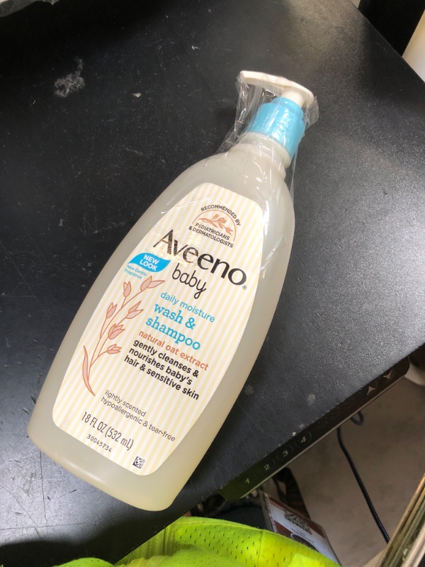 Photo 1 of Aveeno Baby Daily Moisture Gentle Body Wash & Shampoo with Oat Extract, 2-in-1 Baby Bath Wash & Hair Shampoo, Tear- & Paraben-Free for Hair & Sensitive Skin, Lightly Scented, 18 fl. oz