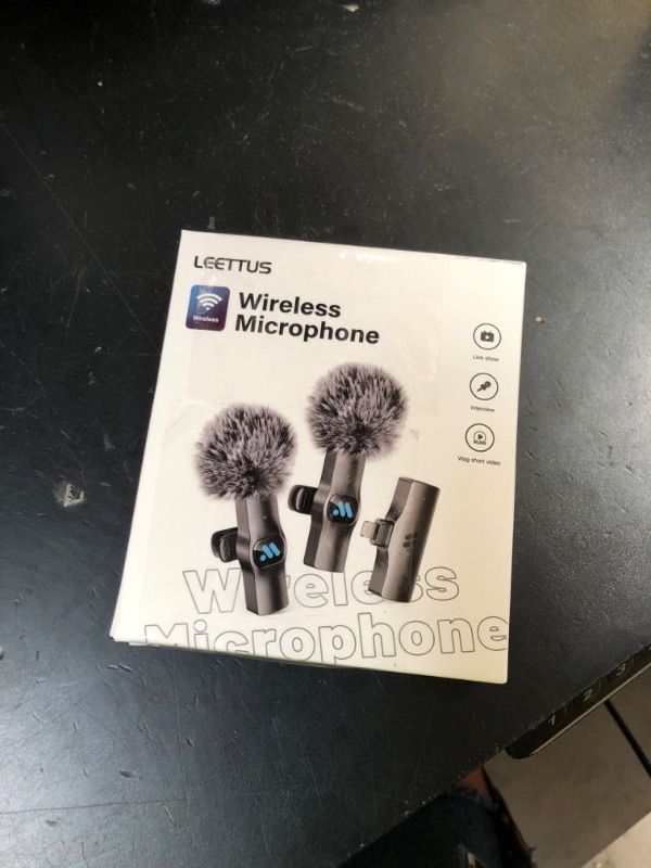 Photo 1 of Leettus 2pcs Lavalier Wireless Microphone for iPhone iPad Android Video Recording,Mini Microphone for Game Live Streaming,Interviews,YouTube,TikTok,Vlog (Dual Receivers)