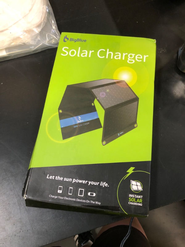 Photo 1 of [Upgraded] BigBlue 3 USB Ports 28W Solar Charger(5V/4.8A Max), Portable Foldable Solar Panel for Camping, IP44 Waterproof, Compatible with iPhone 11/XS/XS Max/XR/X/8/7, iPad, Samsung Galaxy LG etc.