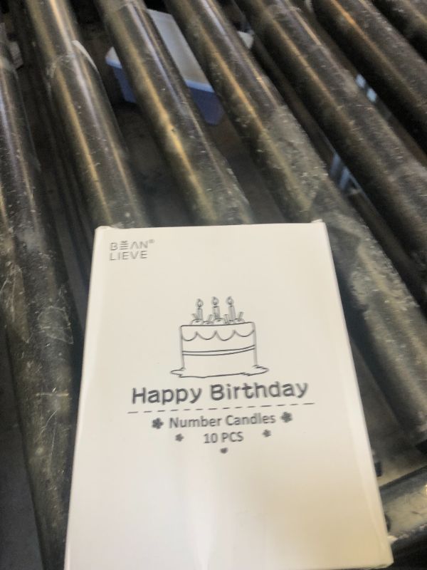 Photo 1 of Beanlieve 10-Pieces Numeral Birthday Candles - Cake Numeral Candles Number 0-9 Glitter Cake Topper Decoration for Birthday,Wedding Anniversary,Party Celebration (Silver)