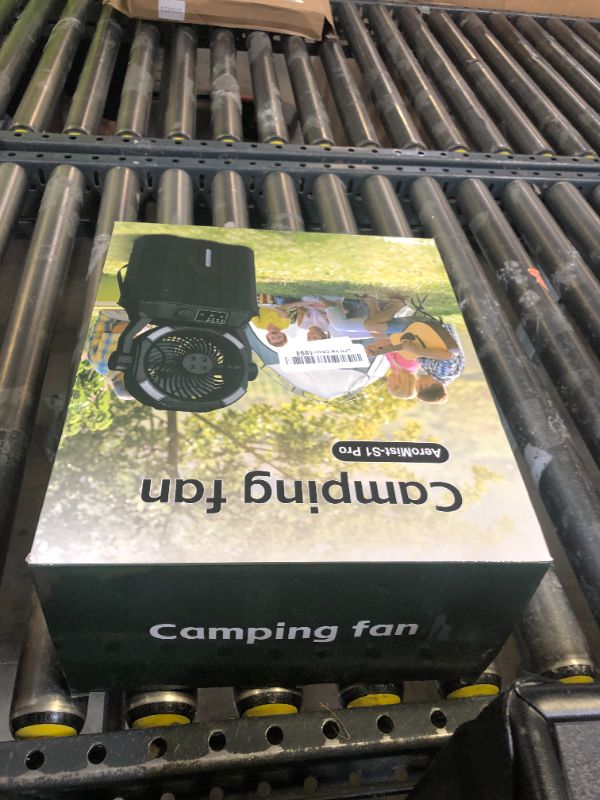 Photo 1 of Portable Misting Fan 42800mAH Rechargeable with Remote Control, 6L Bucket Camping Fan with LED Lights & Stepless Speed Control & Cooling Mist, Portable Handle & Rotate Hook, Timer Function