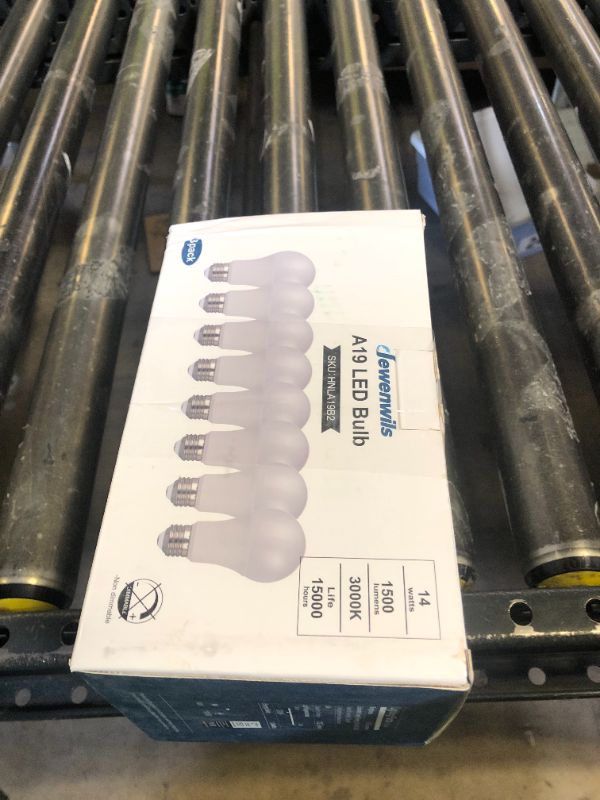Photo 1 of DEWENWILS 8-Pack A19 LED Light Bulb, 1500LM, 3000K Soft Warm Light Bulb, Energy Saving 14W(100W Equivalent) LED Bulb, E26 Medium Screw Base, Non Dimmable, UL Listed