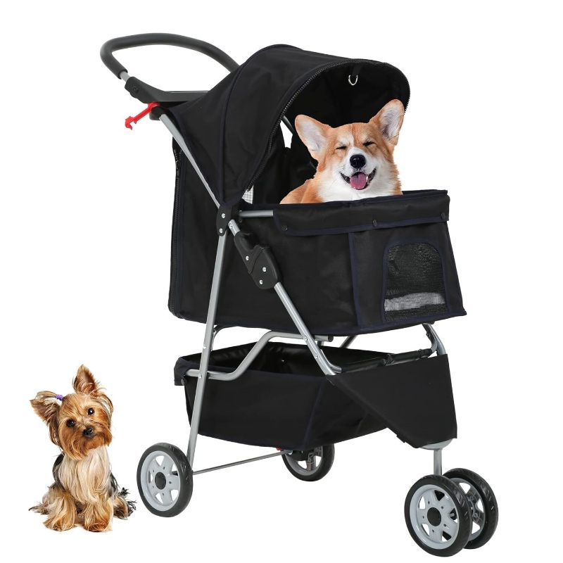 Photo 1 of BestPet BP-S13T-Black Folding 3-Wheel Pet Stroller - Black