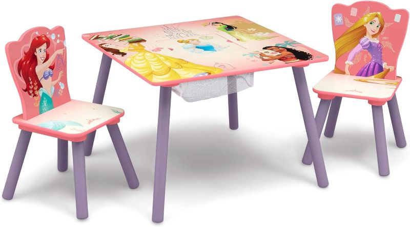 Photo 1 of Delta Children Kids Table and Chair Set with Storage (2 Chairs Included) - Ideal for Arts & Crafts, Snack Time, Homeschooling, Homework & More, Disney Princess 