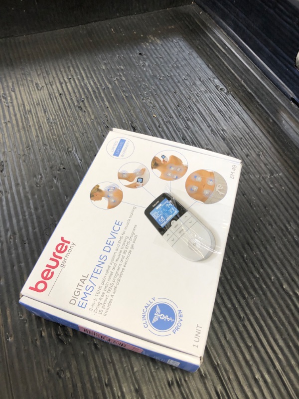 Photo 1 of Beurer EM49 Digital TENS & EMS Device for Pain Relief and Muscle Stimulation, 15 TENS Programs, 35 EMS Programs, 2 Adjustable Channels with 4 Self-Adhesive Electrodes