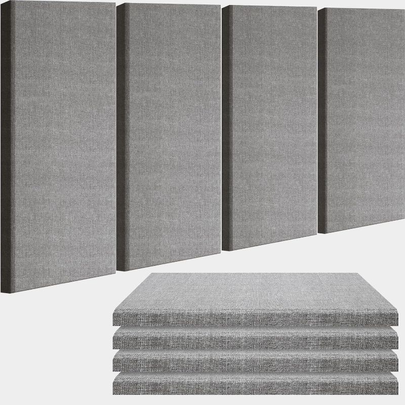 Photo 1 of BUBOS 4 PCS Acoustic Panels,23.6''x11.8'' Fabric Soundproof Wall Panels,Self-adhesive Sound Absorbing Panels for Studios, Office, Home Theater (Dark Grey)