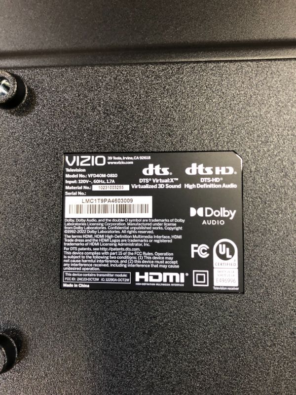 Photo 1 of VIZIO 40-inch Full HD 1080p Smart TV with DTS Virtual: X