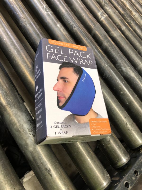 Photo 1 of LotFancy Face Ice Pack Wrap for TMJ, Wisdom Teeth, with 4 Reusable Hot Cold Therapy Gel Packs, Pain Relief for Head, Oral and Facial Surgery, Dental Implants, Blue