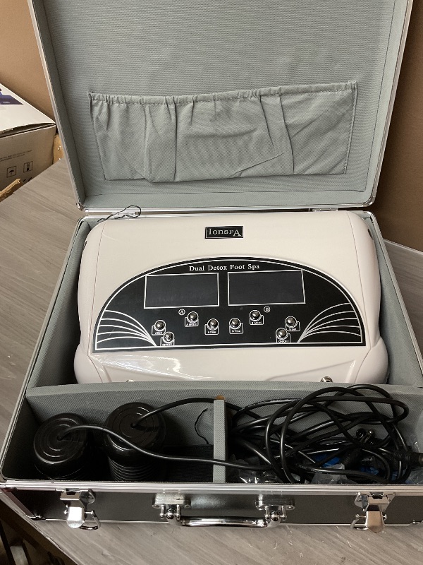 Photo 1 of Vitaciti Dual Ionic Detox Foot Bath Machine Birthday Gift Digital LCD Display Spa Chi Cleanse Cell Detoxification Negative Hydrogen System with Black Aluminum Box, Two Arrays