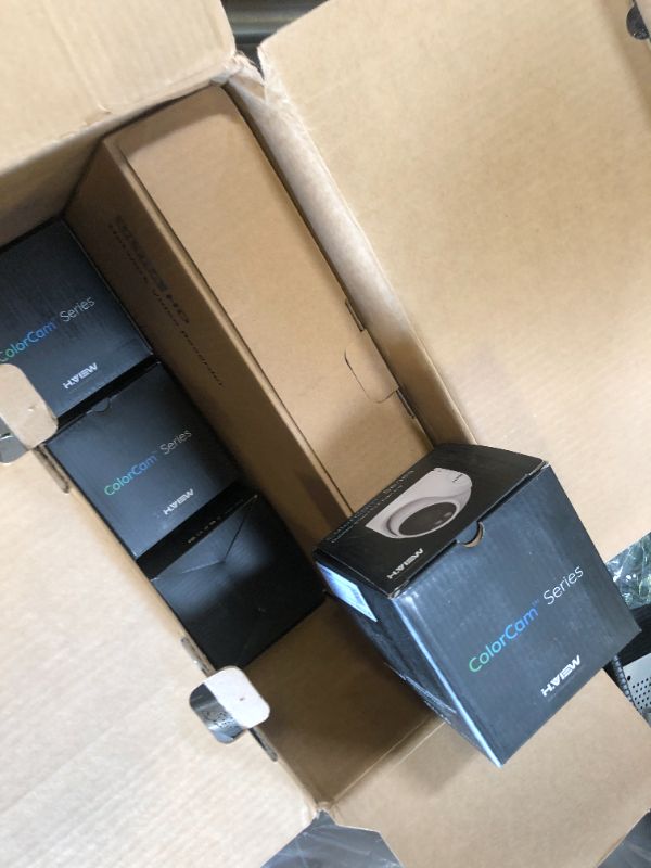 Photo 1 of H.VIEW 4K Security Camera System, 4pcs H.265 PoE Wired Turret Cameras with Person Detection, 4K/8MP 8CH NVR with 3TB HDD for 24-7 Recording,Trigger Color Night Vision, Email Alert, AI Human