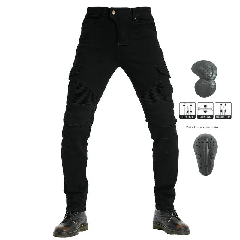 Photo 1 of Motorcycle Volero Black Protective Jeans for Men, Straight Loose-fit Locomotive Riding Pants
- Sized EU M/JP L