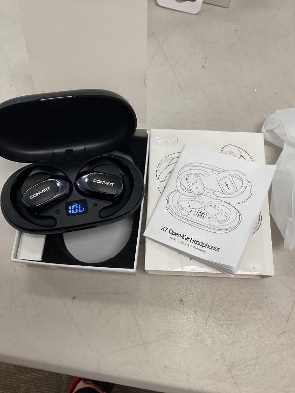 Photo 1 of Conyat Open Ear Headphones, Wireless Bluetooth 5.4 Earbuds with Big Earhooks, Ultra-Comfort Open Ear Earbuds, 58 Hours HD Stereo Sound Over Ear Earphones, IP7 Waterproof Headset for Workouts, Black